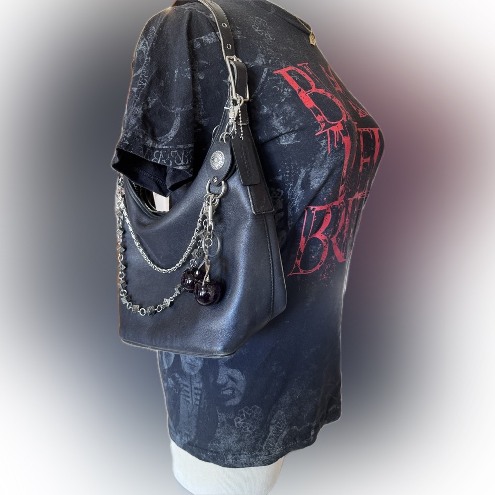 Vintage Black Leather Coach Legacy Hobo Shoulder Bag - Picture 3 of 10